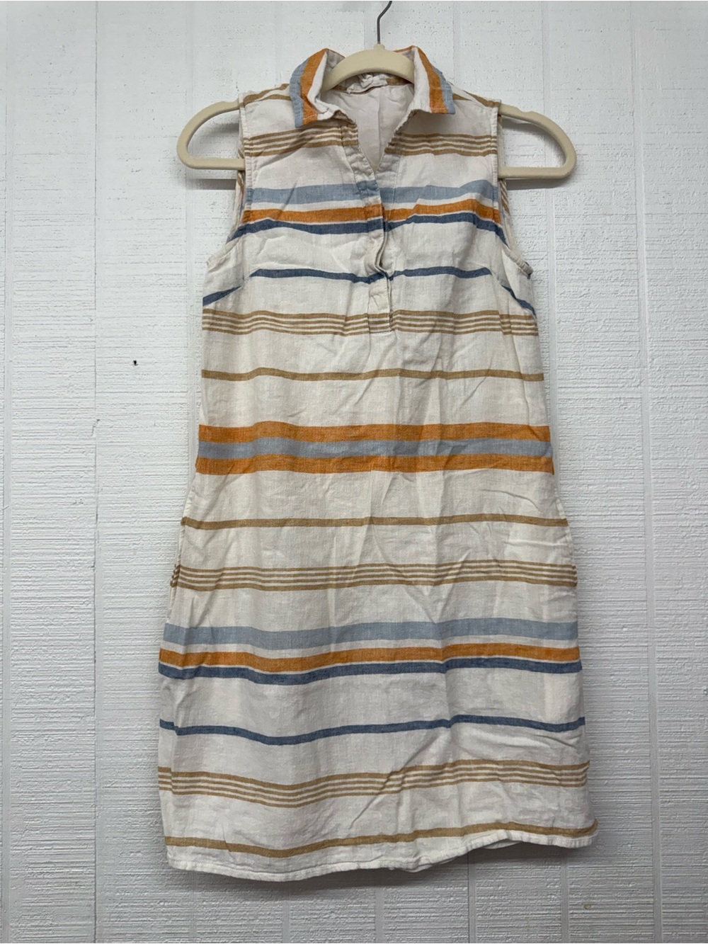 Beachlunchlounge Striped Mini Dress in White, navy, tan Size XS Like New